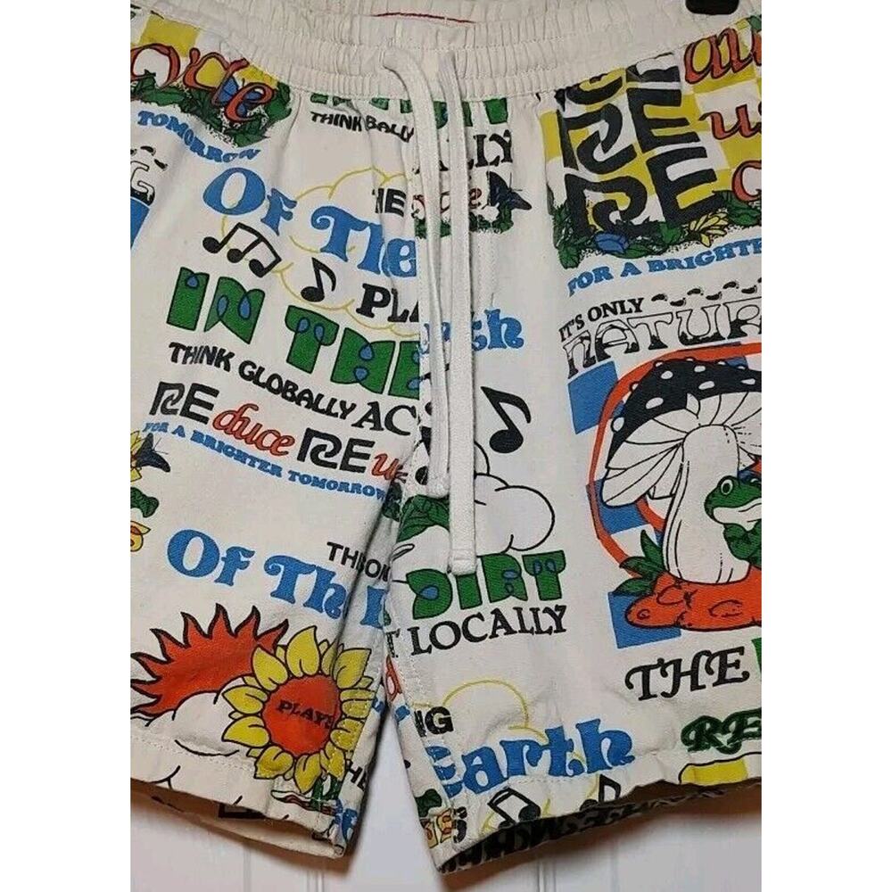 Men's Vans Eco Positivity Graphic Print Skate Beige Shorts Elastic - Small - Picture 4 of 9